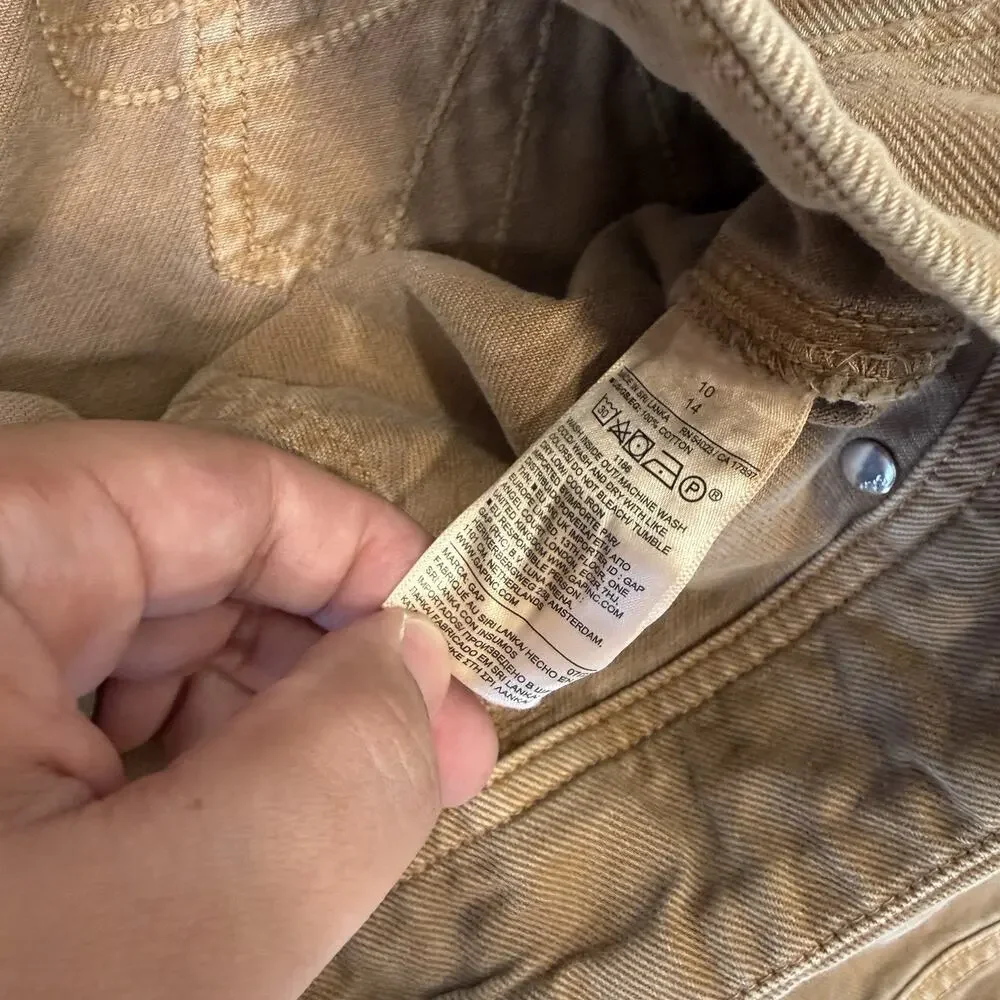 Gap Sandy Liang Low Rise Utility Pants Women's 10 Tan Brown Double Knee Baggy - Picture 5 of 11